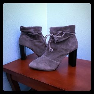 Gray suede booties